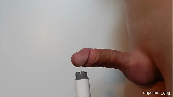 Male orgasm with huge cumshot after nice cock growing