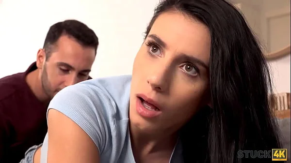 STUCK4K. Hotties hand got restrained so she couldnt say no to her man